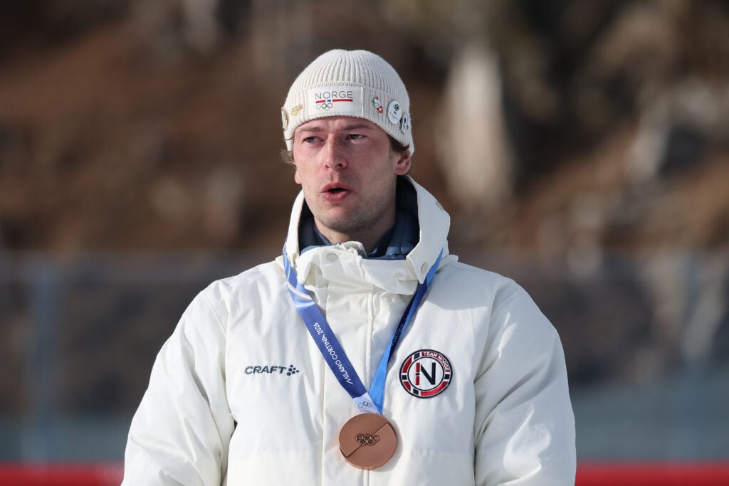 Sturla Holm Laegreid with a bronze medal on February 10, 2026.