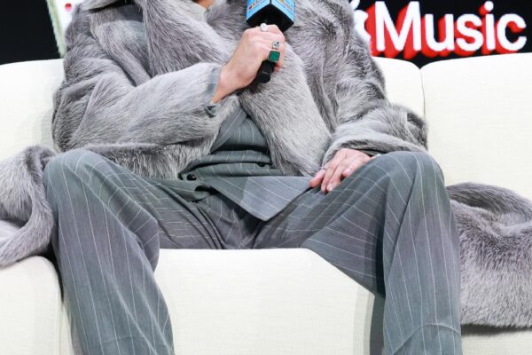 Bad Bunny Wore A Grey New Bottega SpringSummer 2026 Look To The Apple Music Super Bowl LIX Halftime Show Press Conference 1