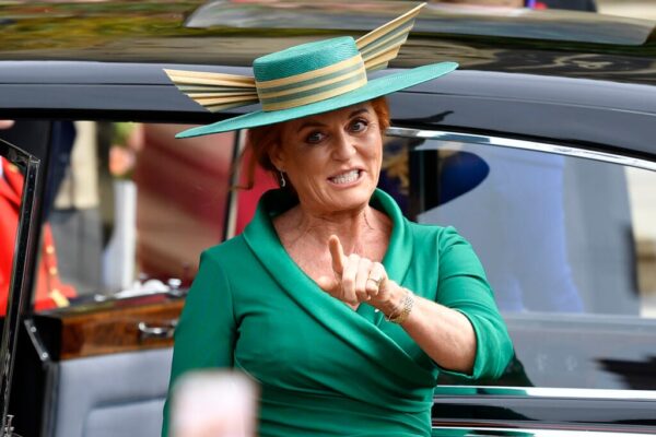 Sarah, Duchess of York arrives ahead of the wedding of Princess Eugenie of York and Mr. Jack Brooksbank at St. George
