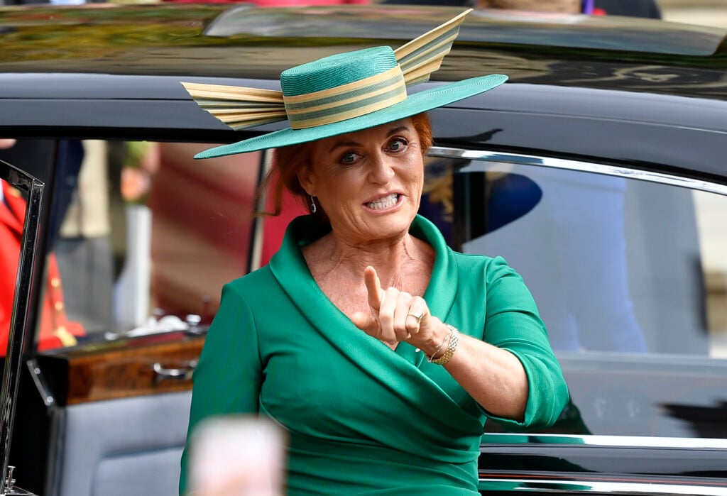 Sarah, Duchess of York arrives ahead of the wedding of Princess Eugenie of York and Mr. Jack Brooksbank at St. George