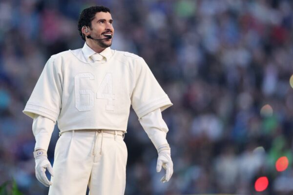 Bad Bunny performs onstage during the Apple Music Super BowlÂ LX Halftime Show at Levi