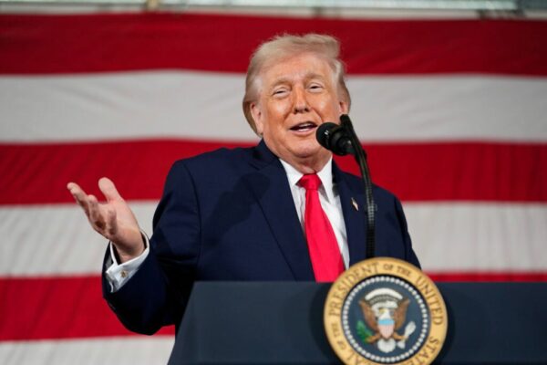 U.S. President Donald Trump speaks during a visit to the Fort Bragg U.S. Army base on February 13, 2026 in Fort Bragg, North Carolina.