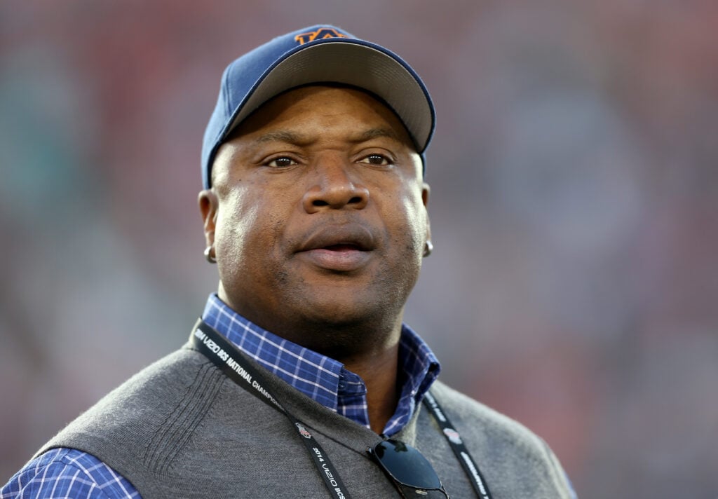 Former Auburn Tigers player Bo Jackson on the field before the 2014 Vizio BCS National Championship Game at the Rose Bowl on January 6, 2014 in Pasadena, California.