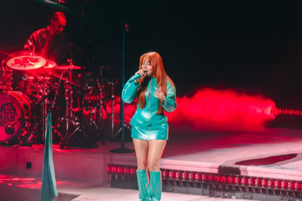 Mariah The Scientist Performed In DC In A Teal Green 1478 KNWLS Neo Coat And Custom Laura Andraschko Riding Boots 2