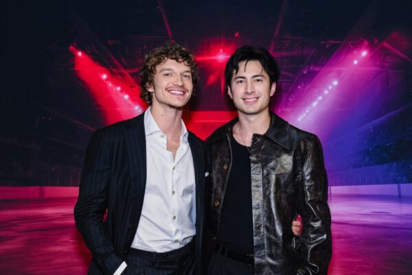 Connor Storrie and Hudson Williams with coincidental bi lighting in November 2025.