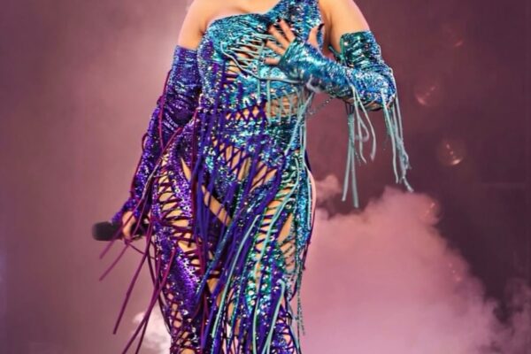 8 On Stage At The Little Miss Drama Tour Cardi B In Teal Plaid And Red Crystal Embellished Bryan Hearns Looks