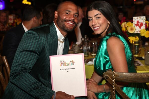 Dak Prescott and Sarah Jane Ramos attend the Farrah Fawcett Foundation 2025 Tex-Mex Fiesta at The Rustic on October 30, 2025 in Dallas, Texas.