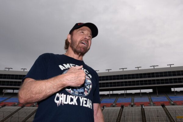 Chuck Norris reacts prior to the NASCAR Sprint Cup Series AAA Texas 500 at Texas Motor Speedway on November 6, 2016 in Fort Worth, Texas.
