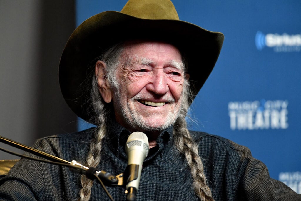 Legendary Recording Artist Willie Nelson speaks onstage at his album premier on April 4, 2017 in Nashville, Tennessee.
