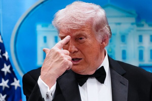 U.S. President Donald Trump speaks during a press conference in the Brady Briefing Room of the White House on April 25, 2026 in Washington, DC.