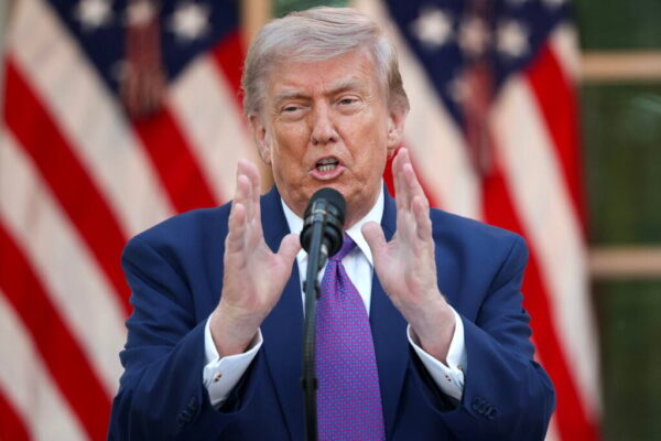 U.S. President Donald Trump delivers remarks at a
