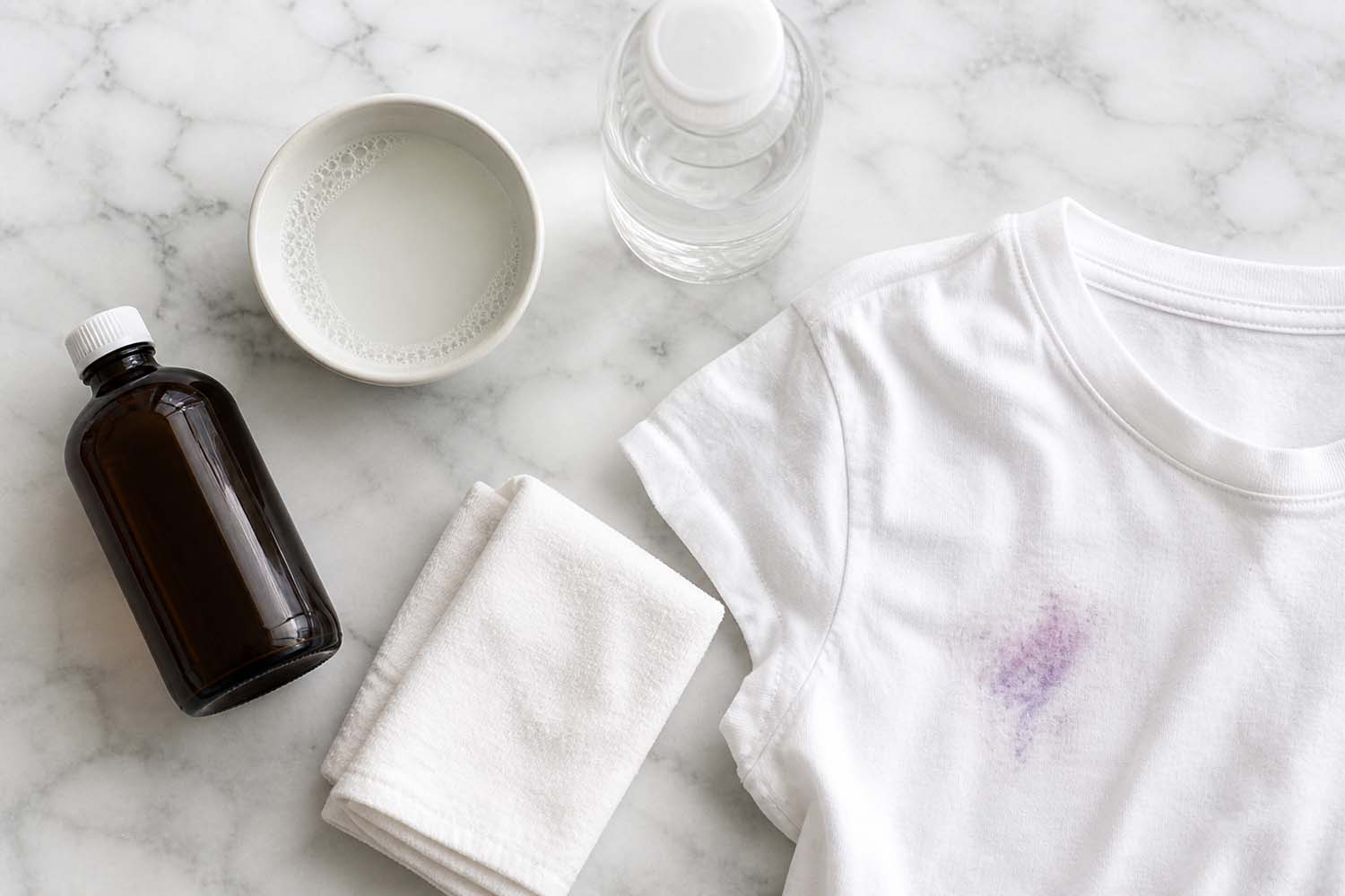 Another tested method on a marble counter on trying to get berry stains out of clothes