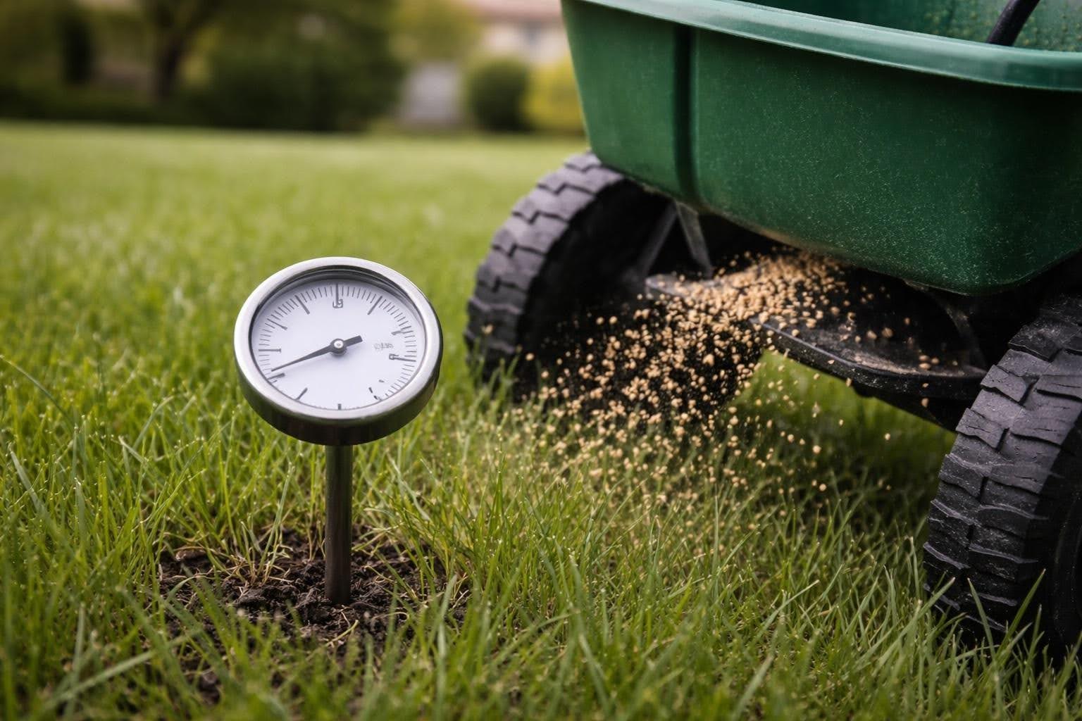 a container of weed killer on wheels with a timer on a front lawn