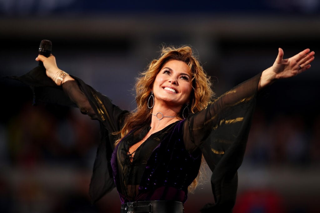 Shania Twain performs during the opening ceremony on Day One of the 2017 US Open at the USTA Billie Jean King National Tennis Center on August 28, 2017 in the Flushing neighborhood of the Queens borough of New York City.