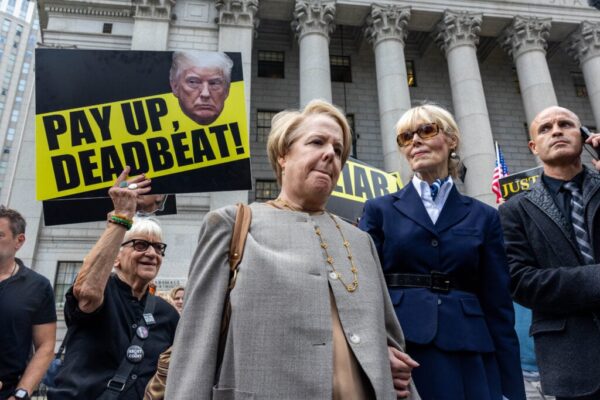 E. Jean Carroll leaves the courthosue on September 6, 2024 in New York City. Both parties appear in court today as Trump
