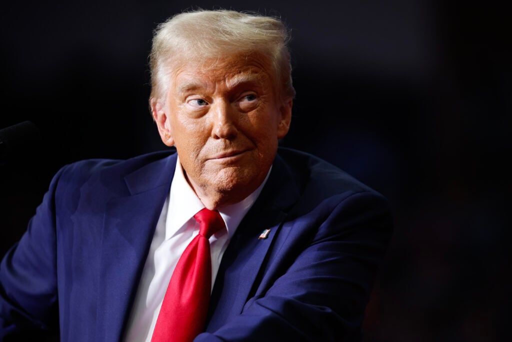 President Donald Trump holds a campaign rally at the PPG Paints Arena on November 04, 2024 in Pittsburgh, Pennsylvania.